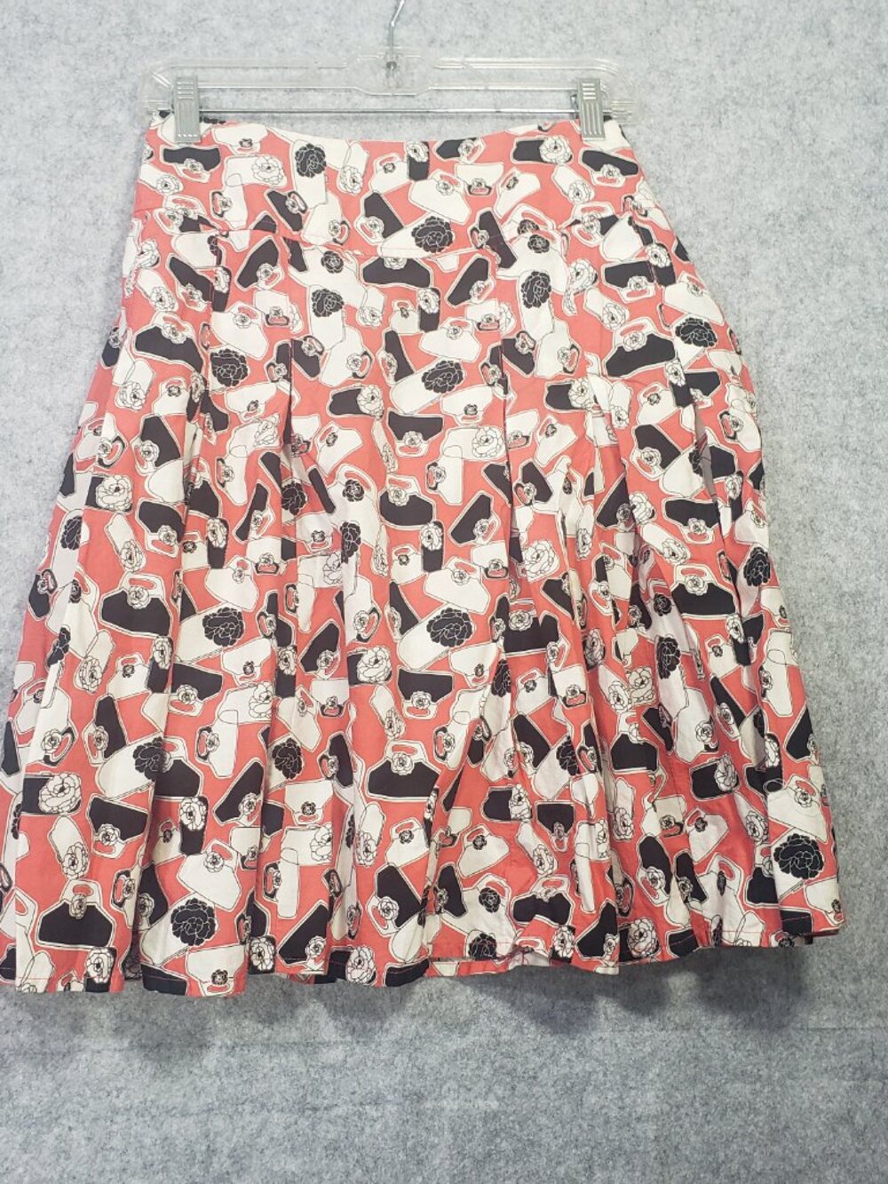 Liz Claiborne 12P A-Line Skirt Orange Black White Graphic Print 100% Cotton - Picture 7 of 8
